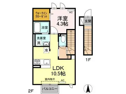 FAUST(1LDK/2階)の間取り写真
