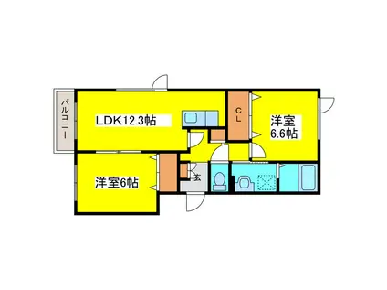 A-DASH 1ST(2LDK/2階)の間取り写真