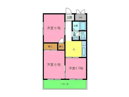 椋本マンション(3K/2階)の間取り写真