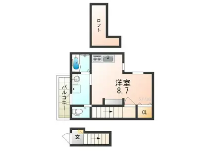 あんしん出島町08-4007(ワンルーム/2階)の間取り写真