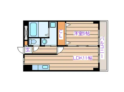 ホークマンションB(1LDK/3階)の間取り写真