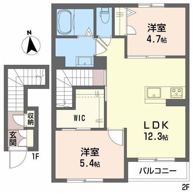 シャーメゾン カデンツァ(2LDK/2階)の間取り写真