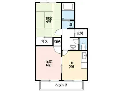 コーブサンクチュアリー(2DK/2階)の間取り写真