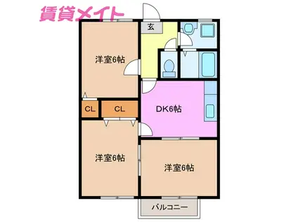 ファミーユ そのはら(3DK/2階)の間取り写真