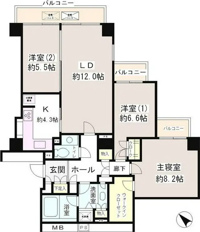 小石川パークタワー 7階階 間取り