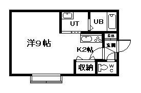エルム医大前C(1K/1階)の間取り写真