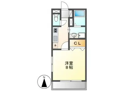 コリーヌ田面(1K/2階)の間取り写真