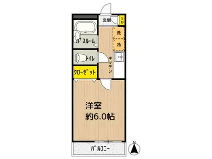 ルピナス(1K/2階)の間取り写真
