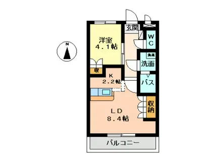SUN PATIO III(1LDK/1階)の間取り写真