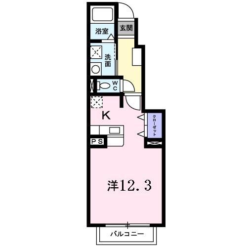 サニーヴィラ(ワンルーム/1階)の間取り写真