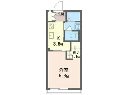 ベルフォンテーヌ(1K/1階)の間取り写真