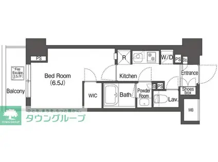 コンフォリア森下リバーサイド(1K/2階)の間取り写真