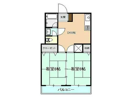 メゾン平井(2DK/5階)の間取り写真