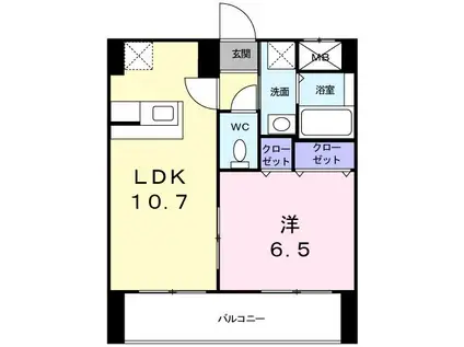 オーレオール(1LDK/9階)の間取り写真
