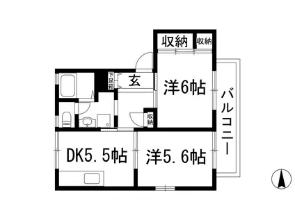 チェリーハイツ(2DK/2階)の間取り写真