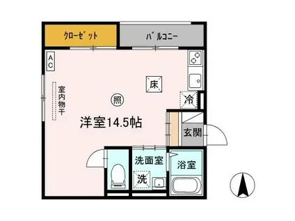 サンエクセルC棟(ワンルーム/1階)の間取り写真