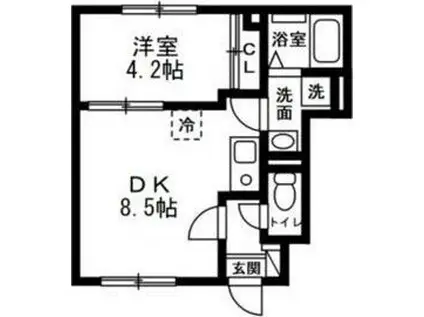 ドエル・SAWA(1LDK/1階)の間取り写真