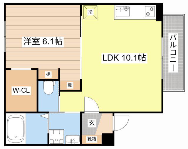 クレスト大戌亥 3号館(1LDK/1階)の間取り写真