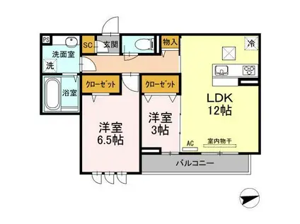 D-ROOMCV(2LDK/3階)の間取り写真