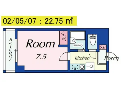 マリーブ1820(1K/4階)の間取り写真