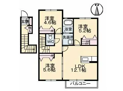 シャーメゾン・ル・プレ A棟(3LDK/2階)の間取り写真