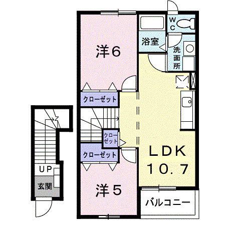 クレストヒルズ(2LDK/2階)の間取り写真