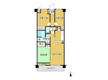 リファインドレリシュ(3LDK/3階)の間取り写真