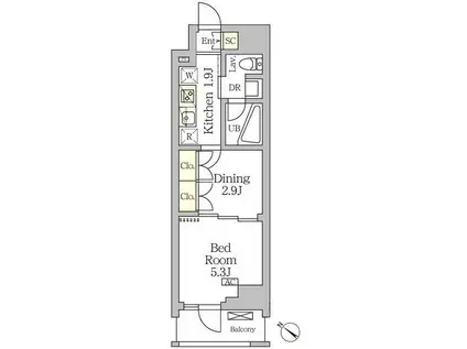アジールコート松濤(1DK/4階)の間取り写真