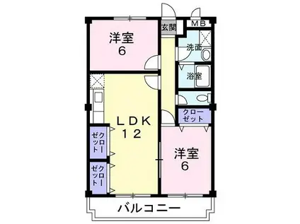 ヴィラ西野(2LDK/1階)の間取り写真