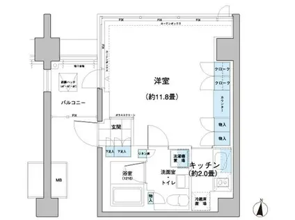 ガーデニエール砧レジデンス(1K/6階)の間取り写真