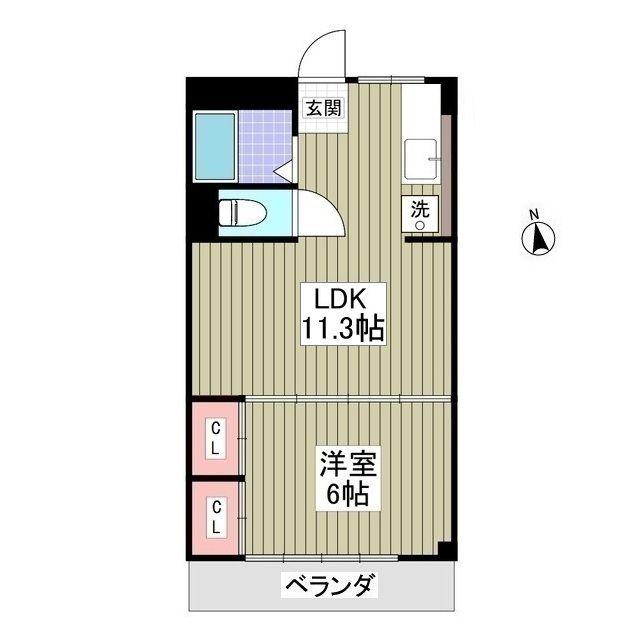 船橋セブンハイツ(1LDK/3階)の間取り写真