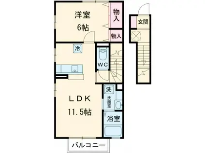 アークヒルズA(1LDK/2階)の間取り写真