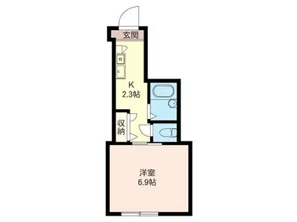 ライトハウス(1K/2階)の間取り写真