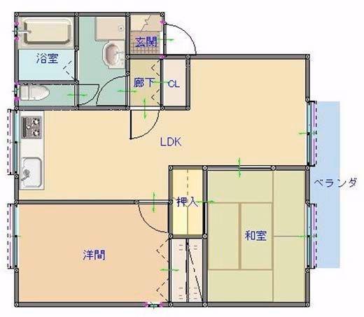 グランパレ陽向(2LDK/2階)の間取り写真