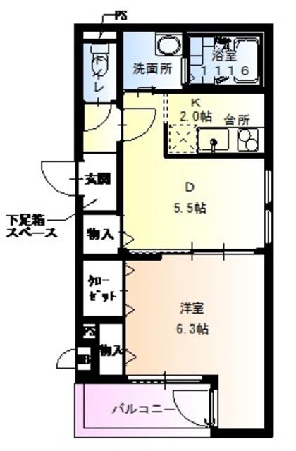 フジパレス豊新II番館(1LDK/3階)の間取り写真