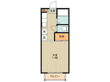 グレース国立(1K/2階)の間取り写真