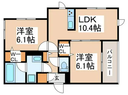 メゾンクレール(2LDK/2階)の間取り写真