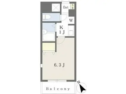 アパートメントハウスアトリウム(1K/9階)の間取り写真