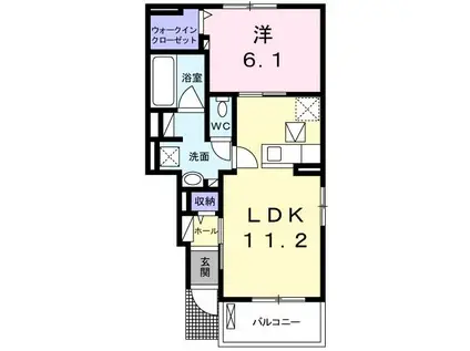 トライスターII(1LDK/1階)の間取り写真