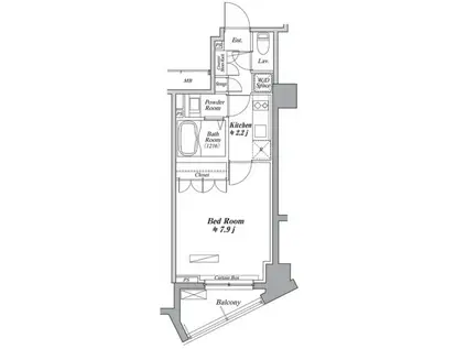 ハラスパジオB.P(1K/5階)の間取り写真