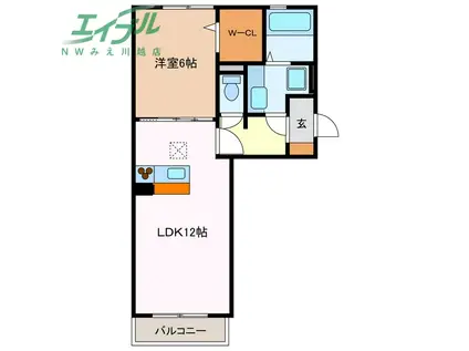 コンフィアンス(1LDK/1階)の間取り写真