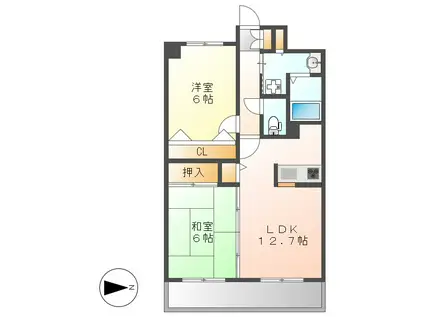 LA DOUCEUR山王(2LDK/6階)の間取り写真