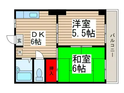 コスモハイツ松本Ⅱ(2DK/2階)の間取り写真