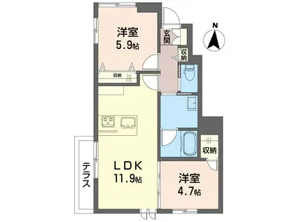 グリナージュ千鳥(2LDK/1階)の間取り写真