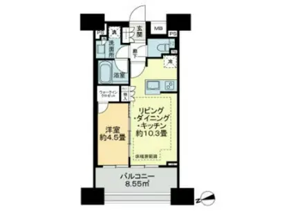 ルフォンリブレ浜松町キャナルマークス(1LDK/6階)の間取り写真