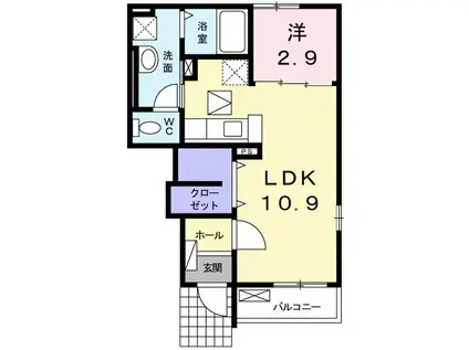 アルカンシェル GII(1LDK/1階)の間取り写真