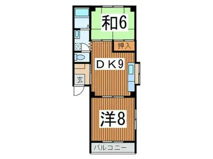 コーポトミヤ(2DK/2階)の間取り写真