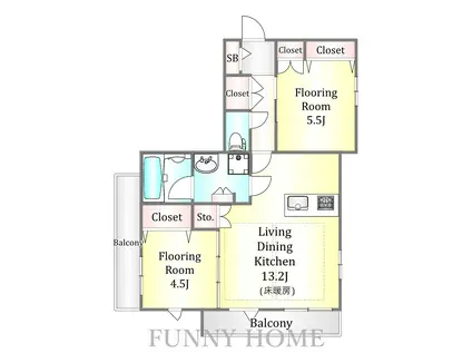 CASA DOMANI(2LDK/3階)の間取り写真