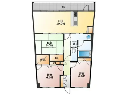 コアマンションマリナシティ長崎A棟(3LDK/2階)の間取り写真