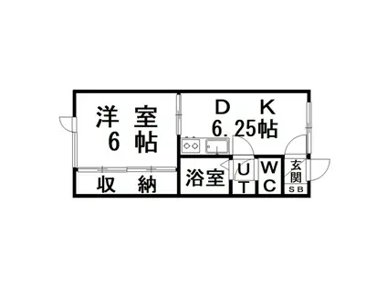 ハイネスコーポハイブリッヂ(1DK/2階)の間取り写真